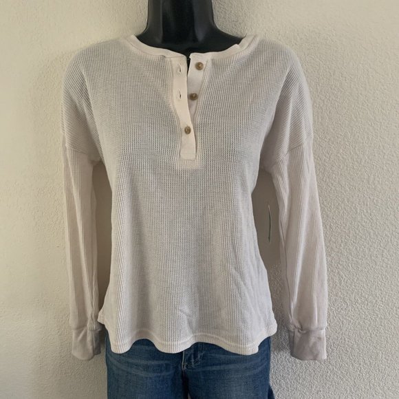 BRAND NEW Dip long sleeve Basic waffle Weave Ivory Henley top size xs thermal - Picture 11 of 12